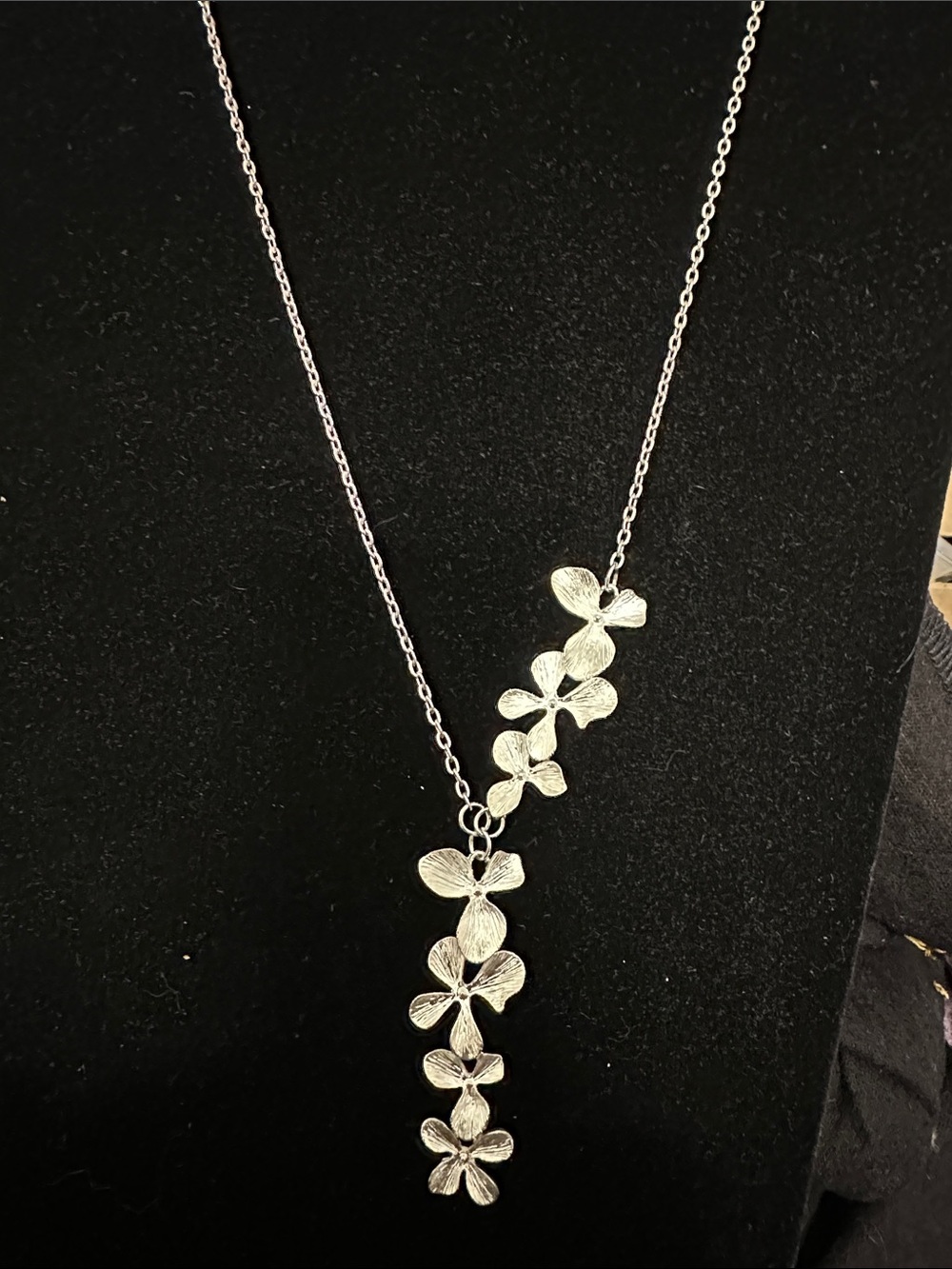 Silver Floral Drop Necklace - Women Jewelry